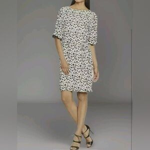 Reiss Dress Noemie Feminine Lace Trad Olive Green Ivory Knee length US 8 UK 10